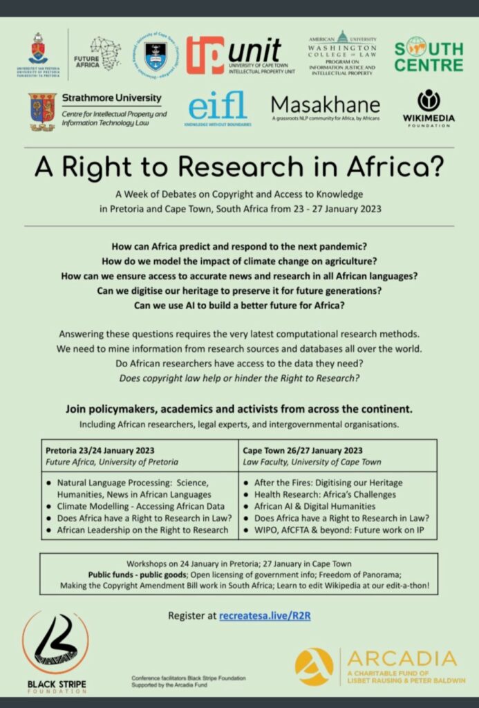Flyer for A Right To Research in Africa